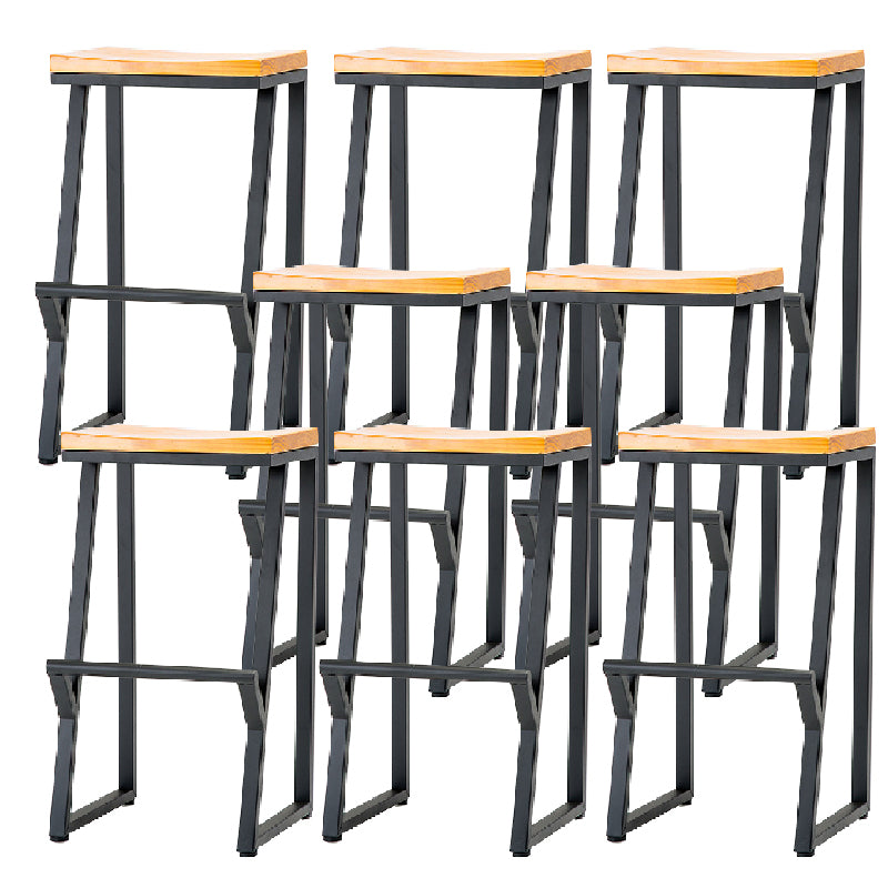 Contemporary Metal Counter Stool Wood Seat Bar Stool for Living Room