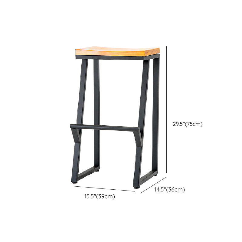 Contemporary Metal Counter Stool Wood Seat Bar Stool for Living Room