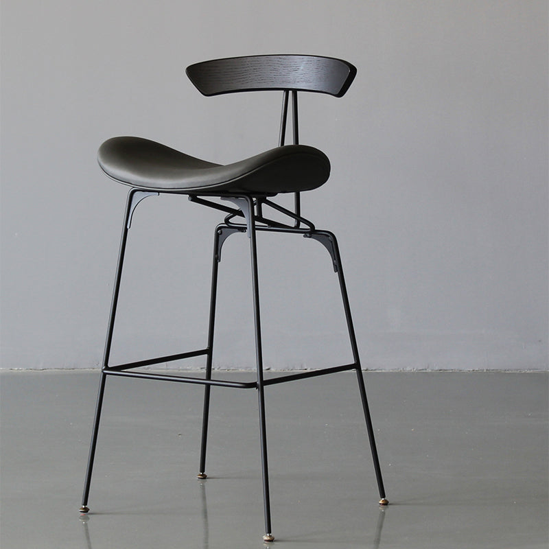 Contemporary Armless Counter Stool Faux Leather Low Back Bar Stool for Indoor