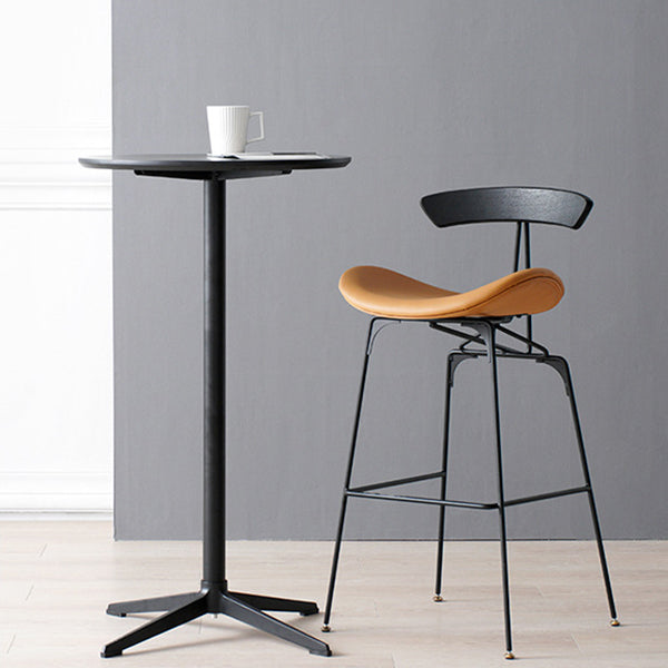 Contemporary Armless Counter Stool Faux Leather Low Back Bar Stool for Indoor