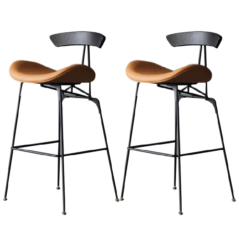 Contemporary Armless Counter Stool Faux Leather Low Back Bar Stool for Indoor