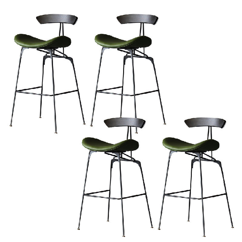 Contemporary Armless Counter Stool Faux Leather Low Back Bar Stool for Indoor