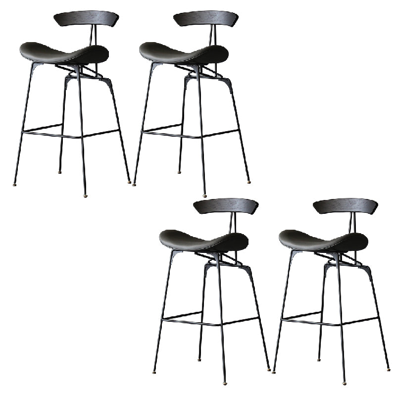 Contemporary Armless Counter Stool Faux Leather Low Back Bar Stool for Indoor