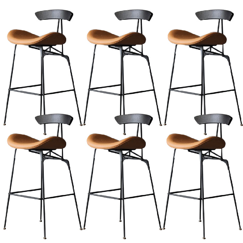 Contemporary Armless Counter Stool Faux Leather Low Back Bar Stool for Indoor