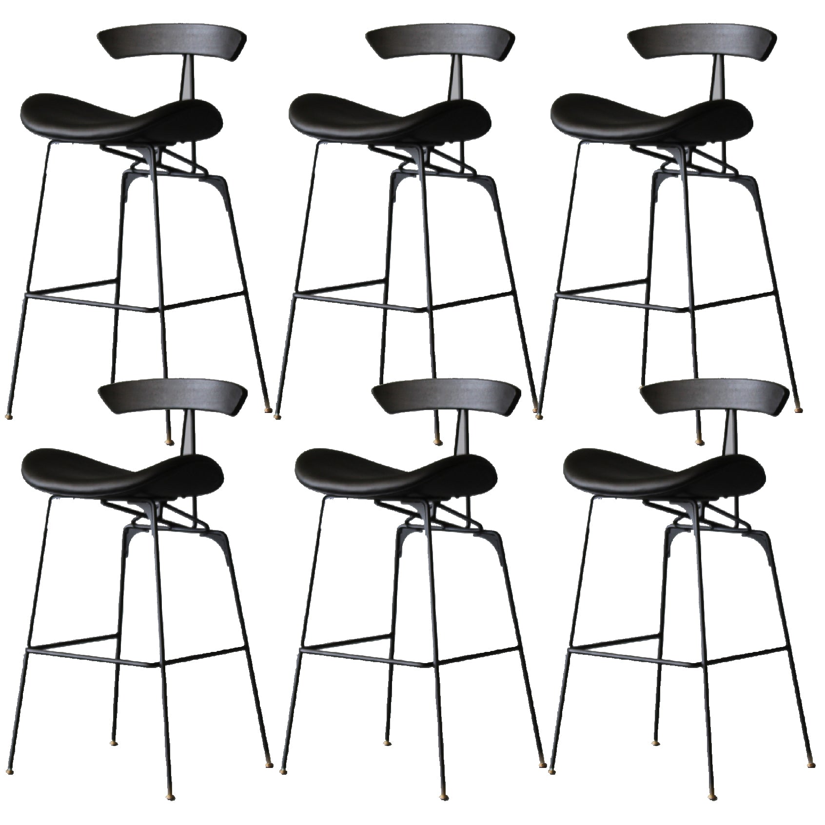 Contemporary Armless Counter Stool Faux Leather Low Back Bar Stool for Indoor