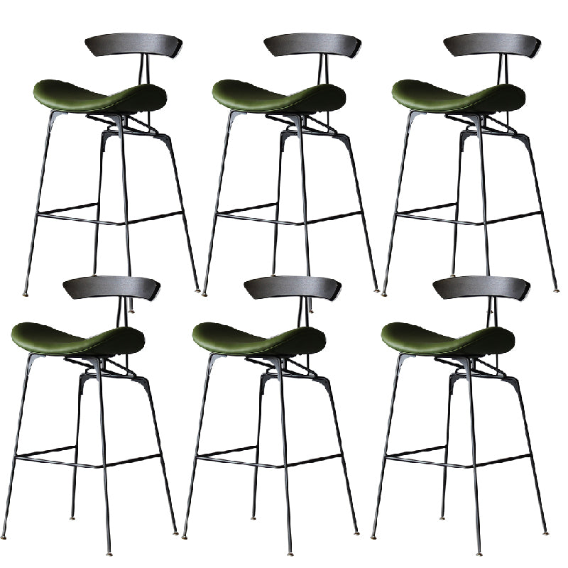 Contemporary Armless Counter Stool Faux Leather Low Back Bar Stool for Indoor