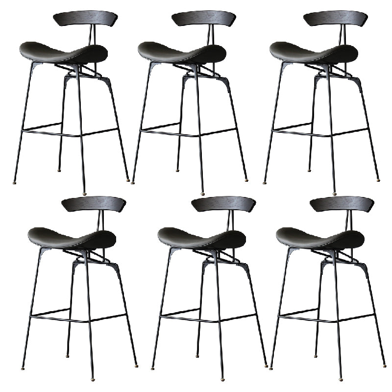 Contemporary Armless Counter Stool Faux Leather Low Back Bar Stool for Indoor