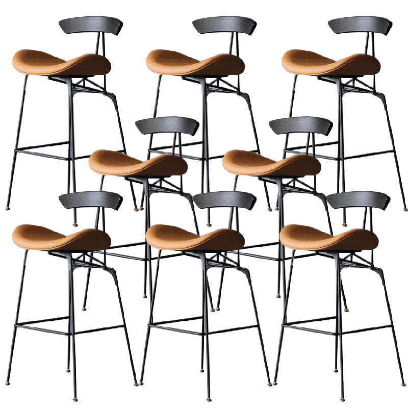 Contemporary Armless Counter Stool Faux Leather Low Back Bar Stool for Indoor