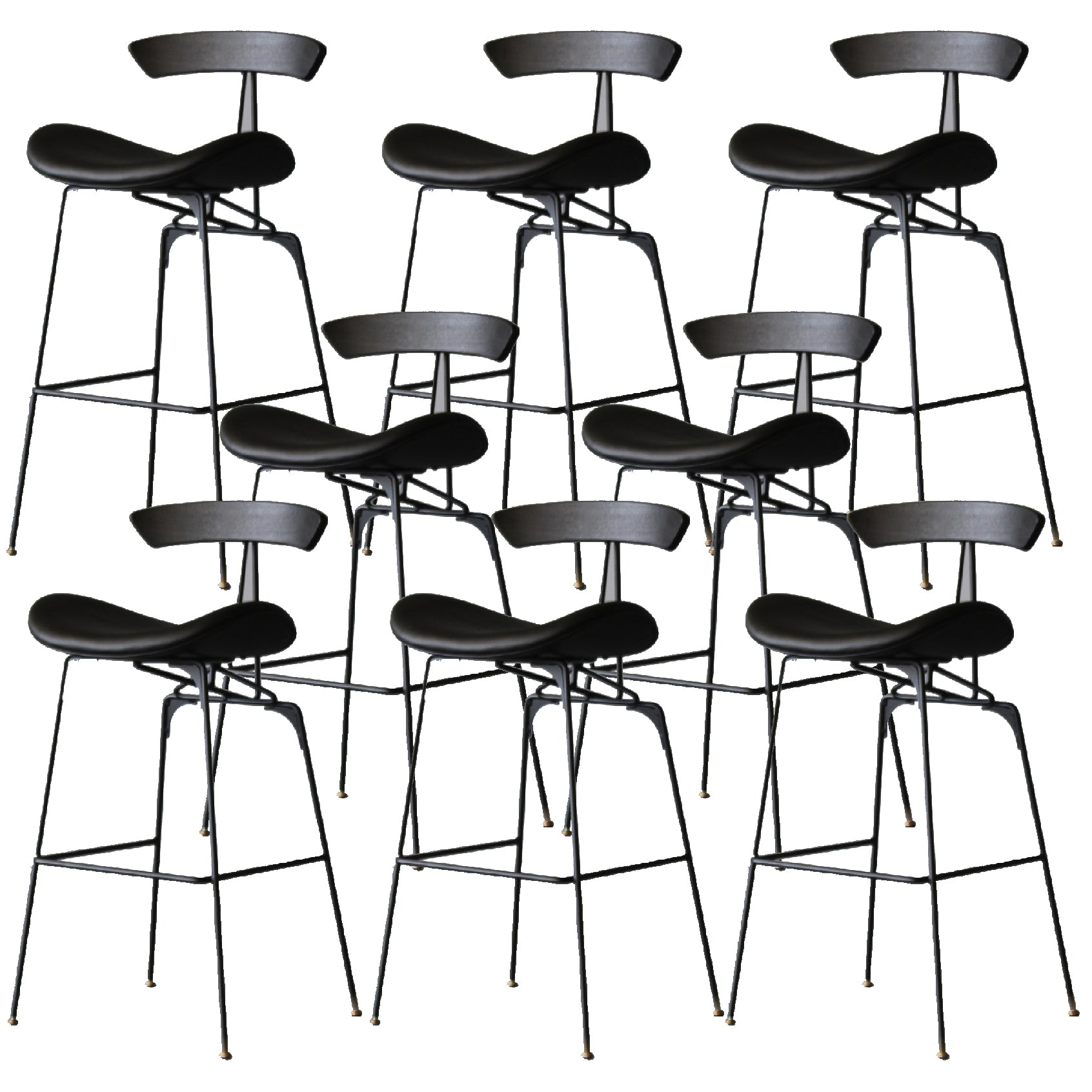 Contemporary Armless Counter Stool Faux Leather Low Back Bar Stool for Indoor