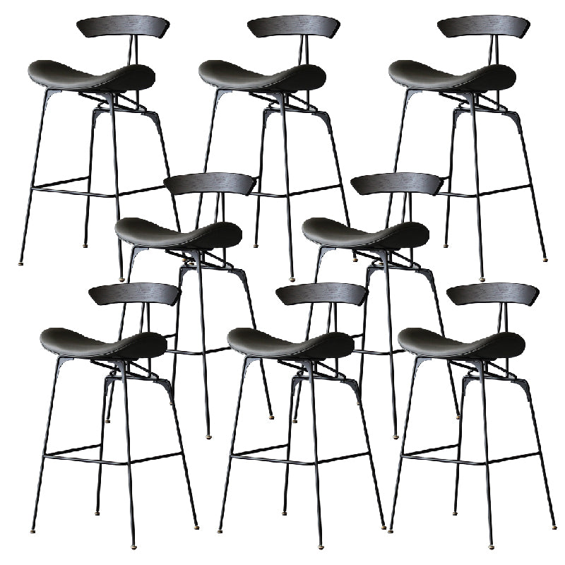 Contemporary Armless Counter Stool Faux Leather Low Back Bar Stool for Indoor