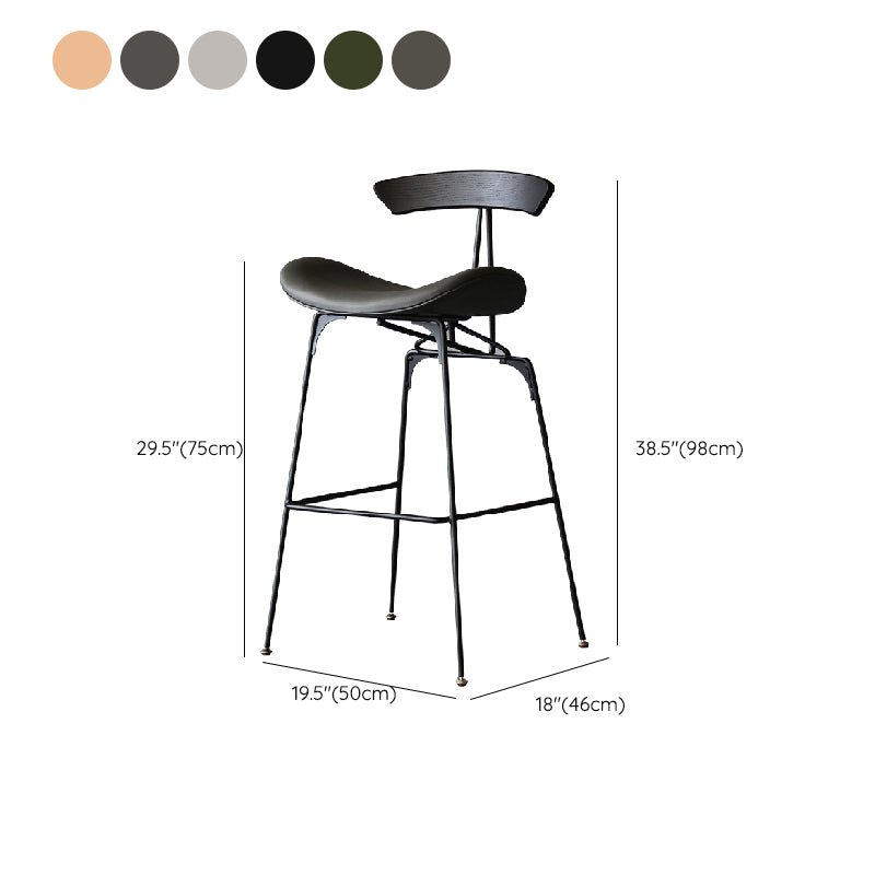 Contemporary Armless Counter Stool Faux Leather Low Back Bar Stool for Indoor
