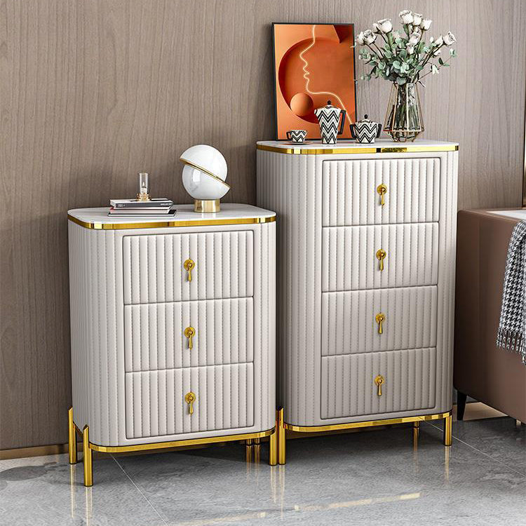 Glam Vertical Stone Storage Chest Bedroom Chest with Drawers