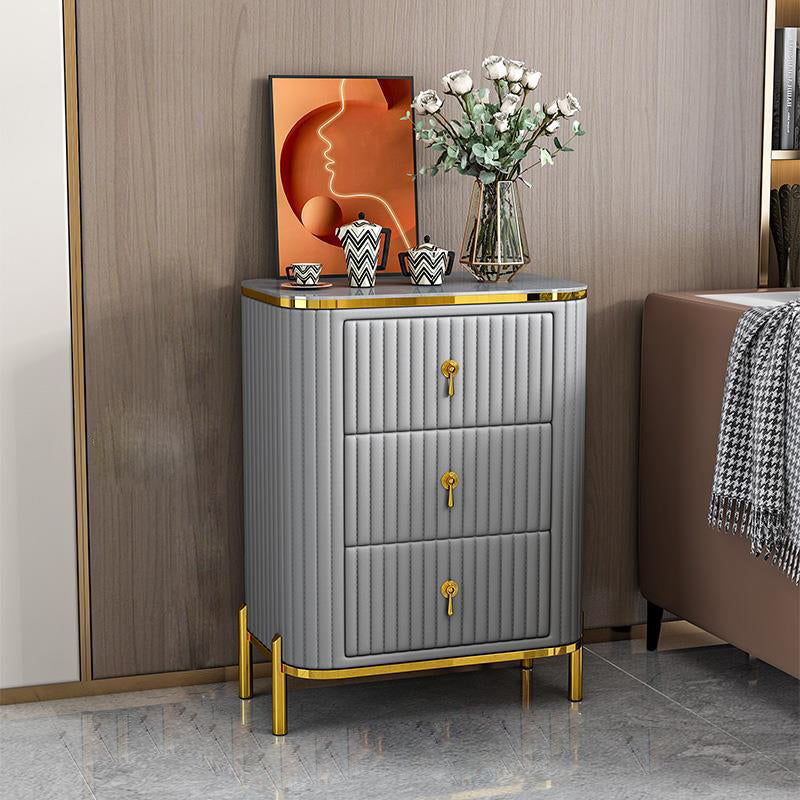 Glam Vertical Stone Storage Chest Bedroom Chest with Drawers