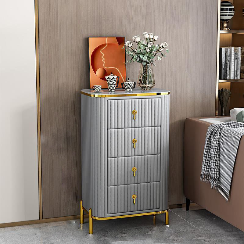 Glam Vertical Stone Storage Chest Bedroom Chest with Drawers