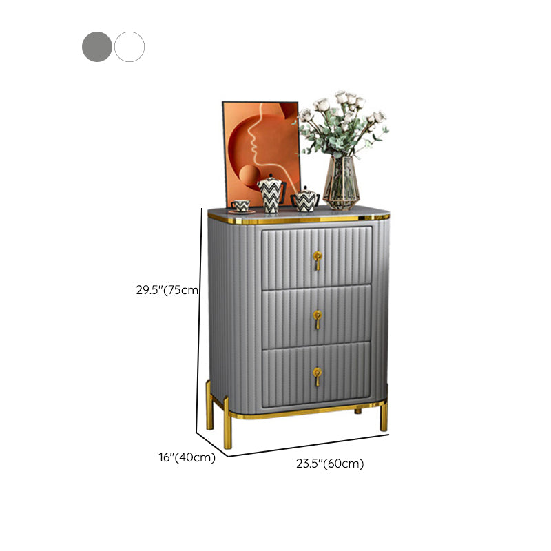 Glam Vertical Stone Storage Chest Bedroom Chest with Drawers