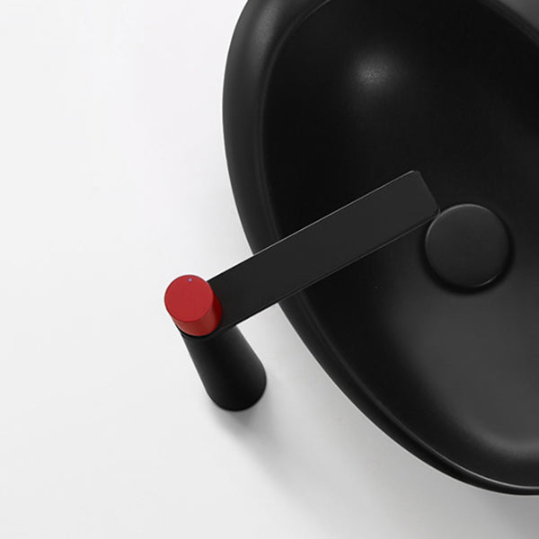 Modern Bathroom Sink Porcelain Pop-Up Drain Oval-Shape Vessel Lavatory Sink