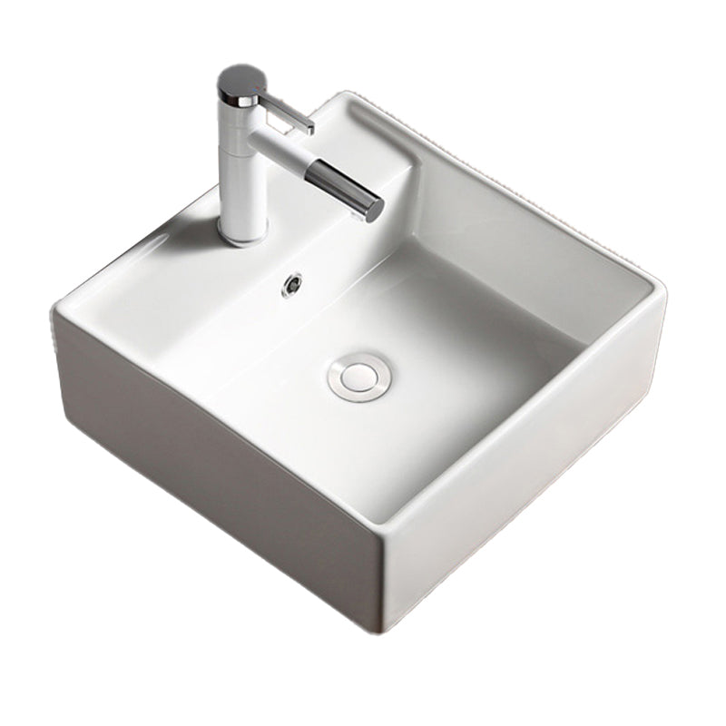 Modern Bathroom Sink Porcelain Rectangular with Drain Assembly Vessel Lavatory Sink