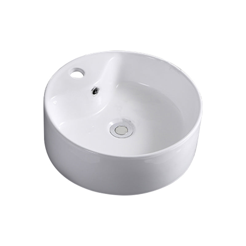 Contemporary Bathroom Sink with Single Faucet Hole Porcelain Round Vessel