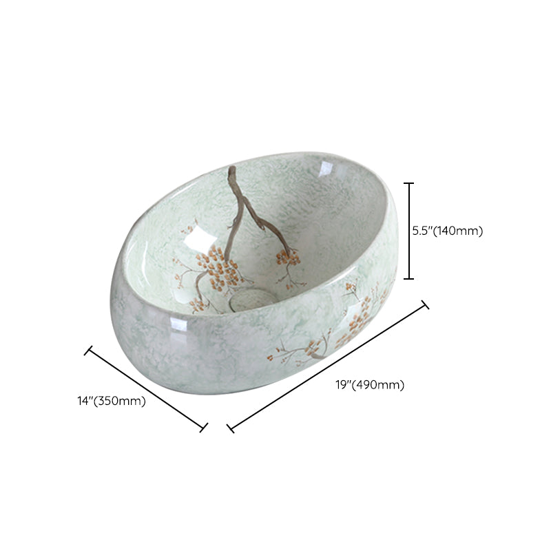Traditional Bathroom Sink with Single Faucet Hole Porcelain Round Vessel