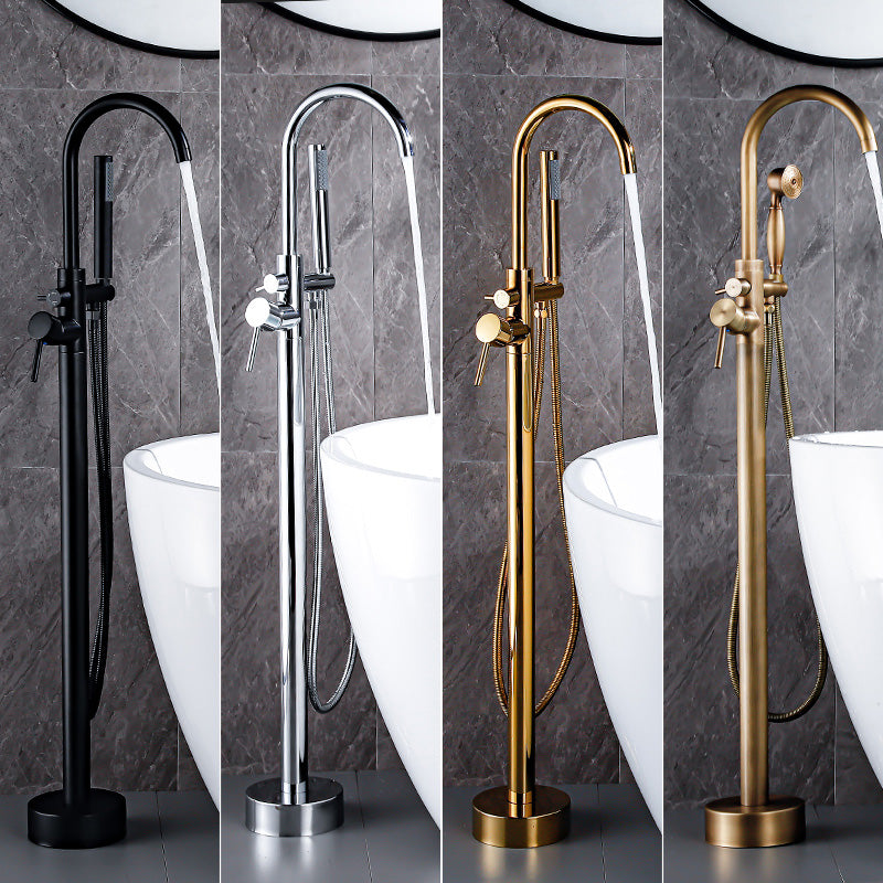 Floor Mount Tub Faucet Single Handle Metal Freestanding Faucet - 46.5" H