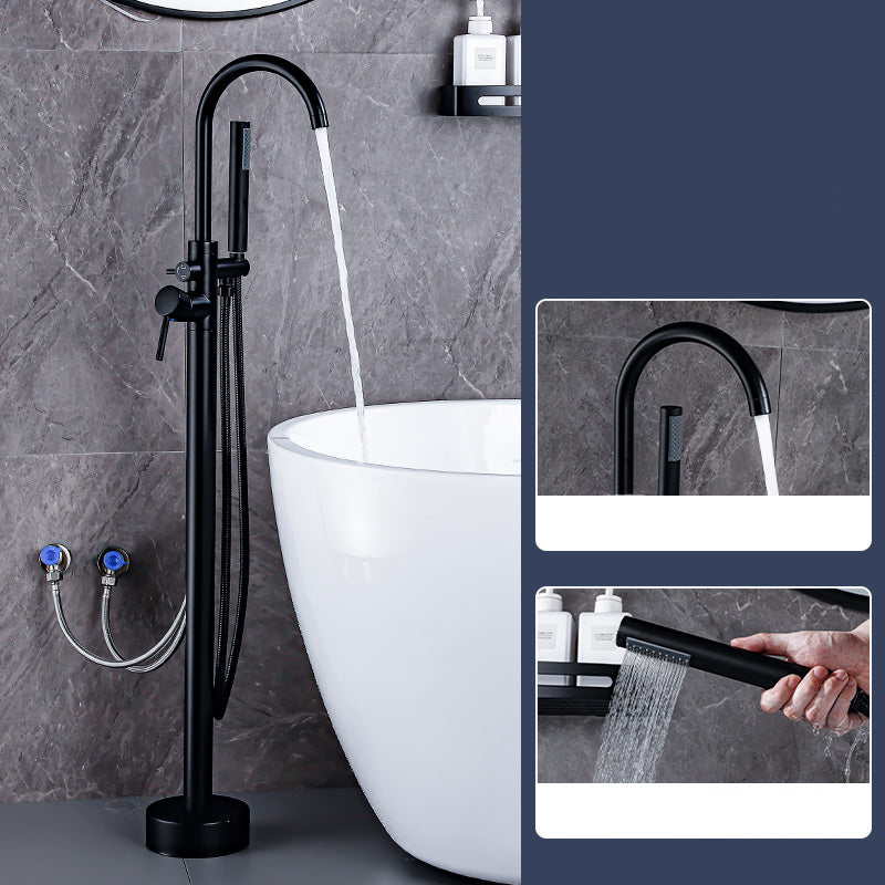 Floor Mount Tub Faucet Single Handle Metal Freestanding Faucet - 46.5" H