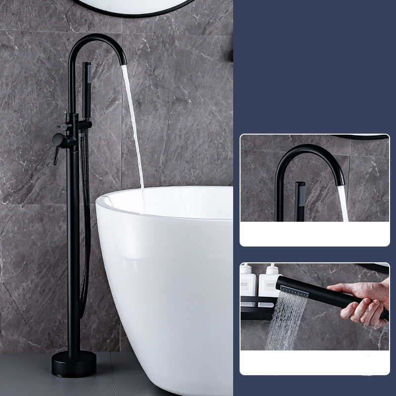 Floor Mount Tub Faucet Single Handle Metal Freestanding Faucet - 46.5" H