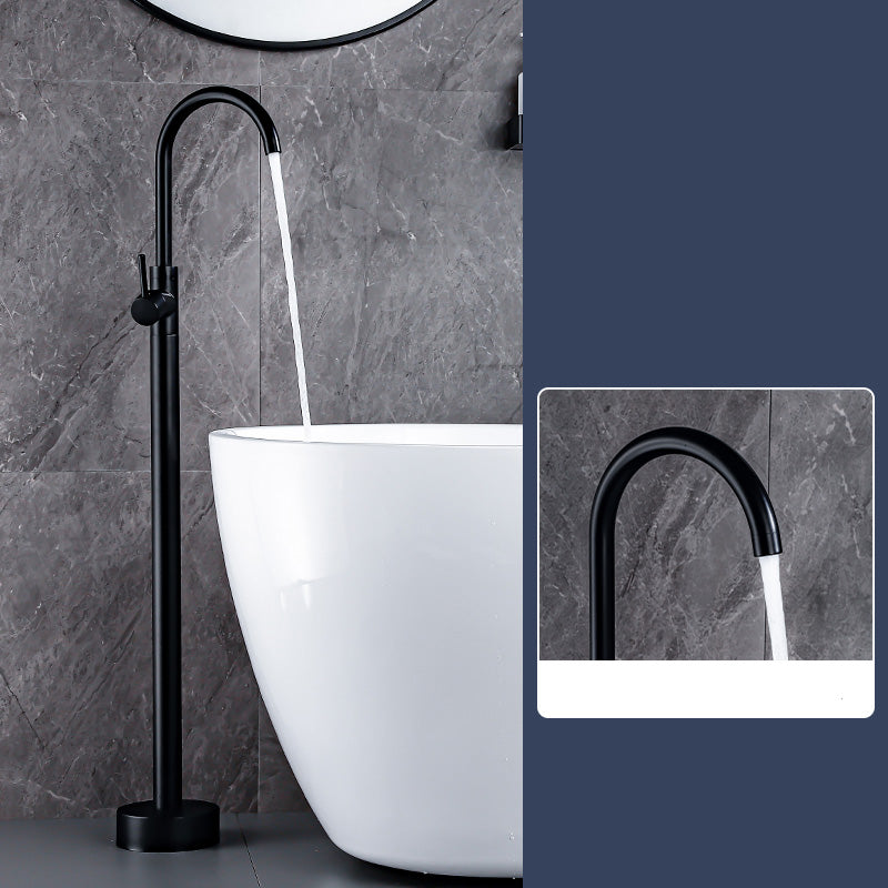 Floor Mount Tub Faucet Single Handle Metal Freestanding Faucet - 46.5" H