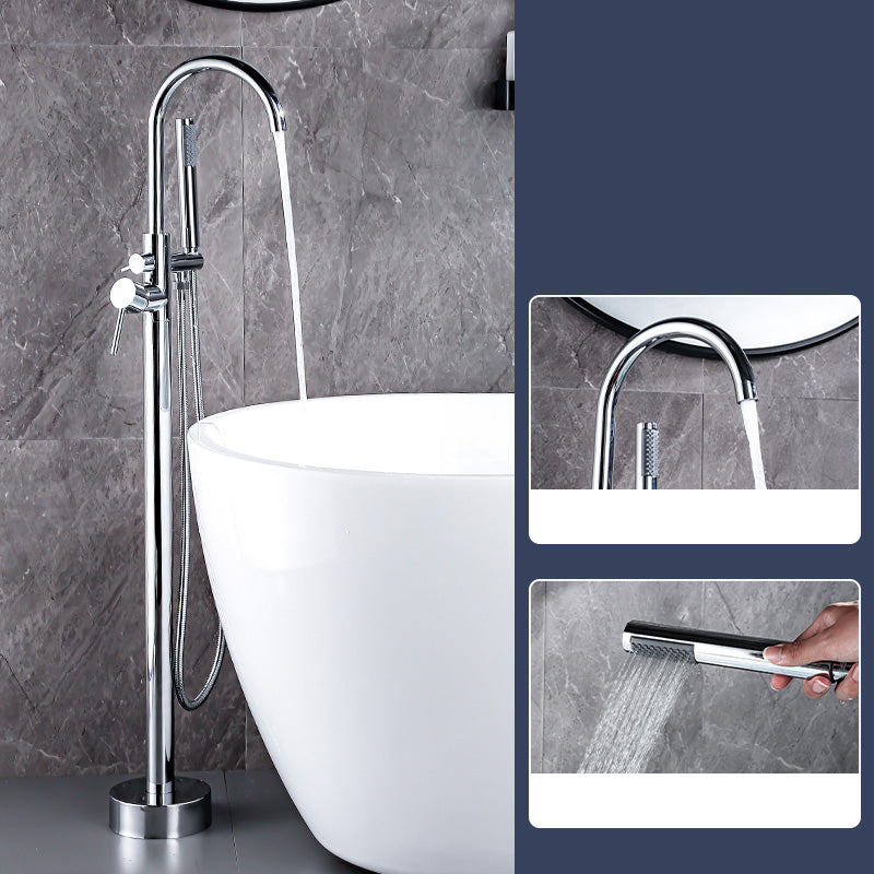 Floor Mount Tub Faucet Single Handle Metal Freestanding Faucet - 46.5" H