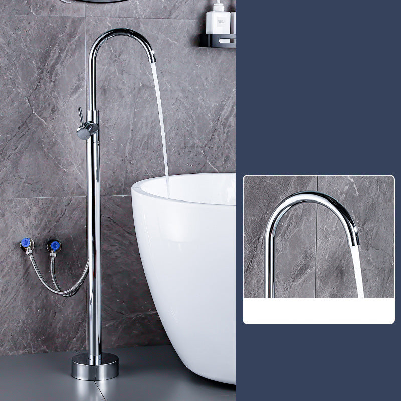 Floor Mount Tub Faucet Single Handle Metal Freestanding Faucet - 46.5" H