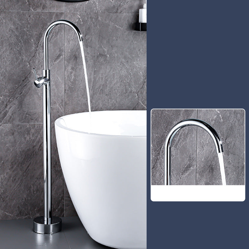 Floor Mount Tub Faucet Single Handle Metal Freestanding Faucet - 46.5" H