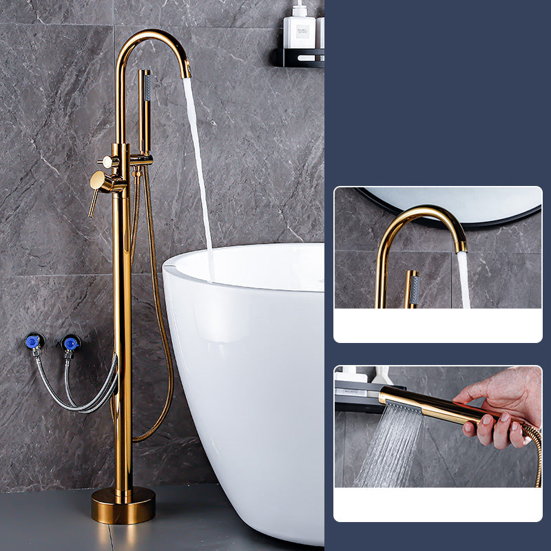 Floor Mount Tub Faucet Single Handle Metal Freestanding Faucet - 46.5" H