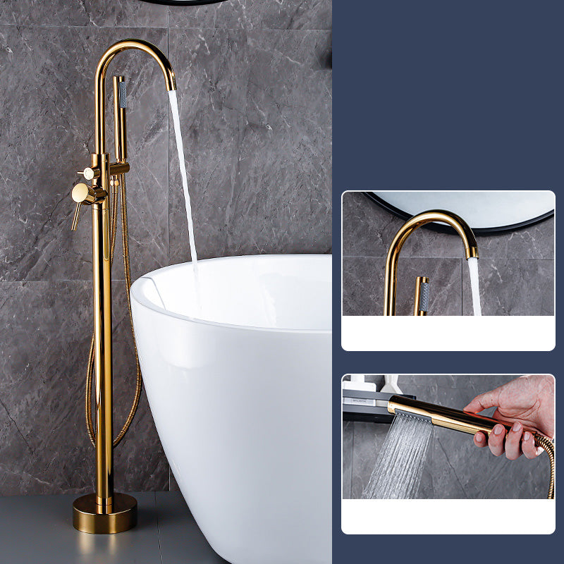 Floor Mount Tub Faucet Single Handle Metal Freestanding Faucet - 46.5" H