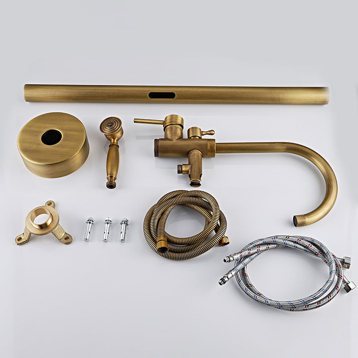 Floor Mount Tub Faucet Single Handle Metal Freestanding Faucet - 46.5" H