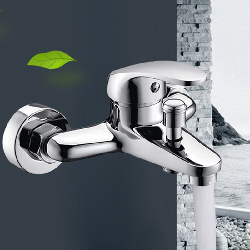 Modern Silver Tub Spout One Handle and Two Hole Brass Wall Mounted Faucet