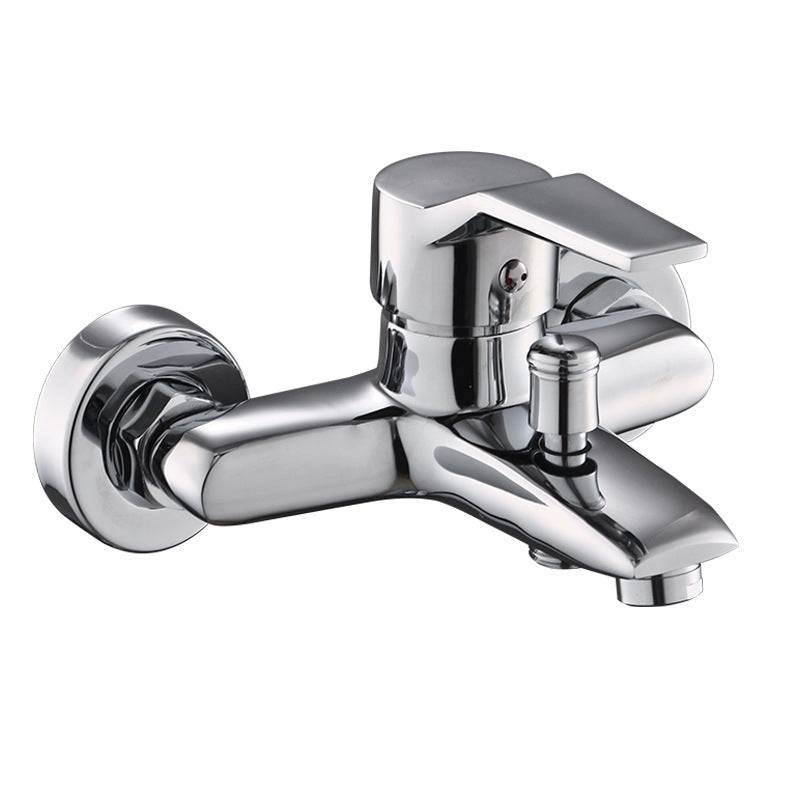 Modern Silver Tub Spout One Handle and Two Hole Brass Wall Mounted Faucet