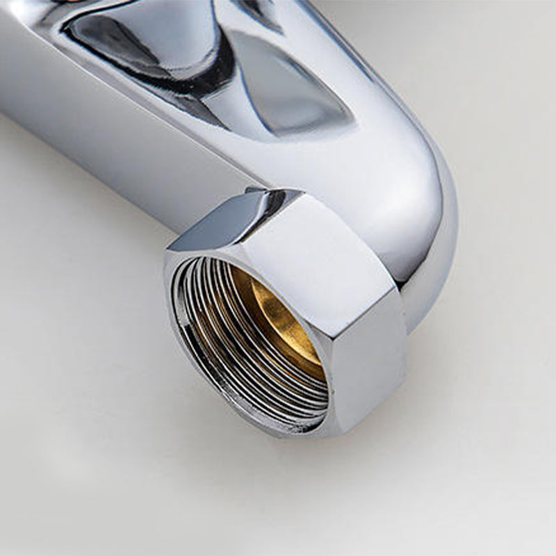 Modern Silver Tub Spout One Handle and Two Hole Brass Wall Mounted Faucet