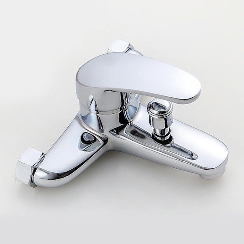 Modern Silver Tub Spout One Handle and Two Hole Brass Wall Mounted Faucet