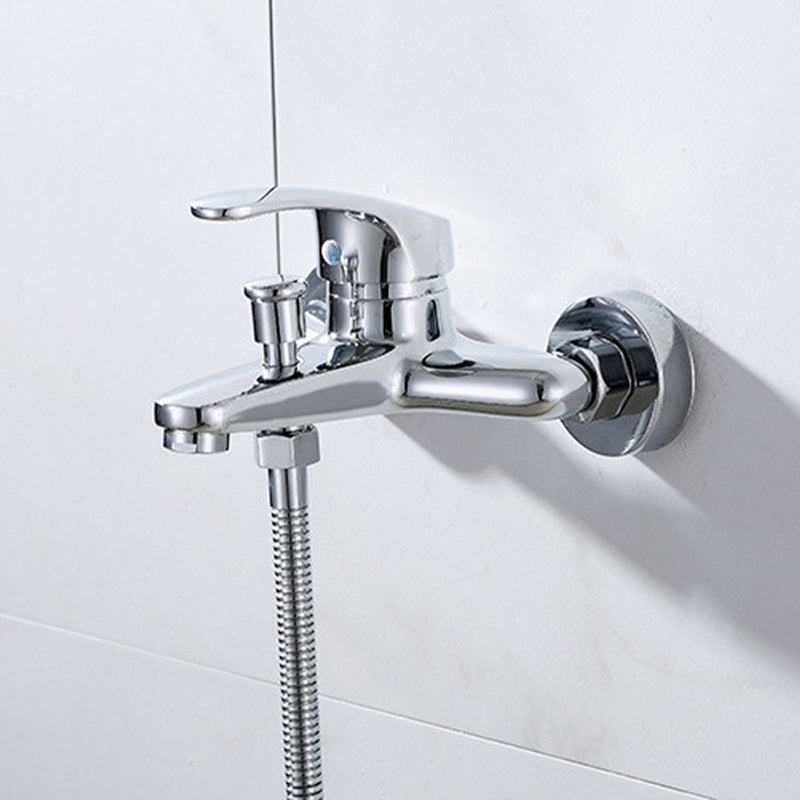 Modern Silver Tub Spout One Handle and Two Hole Brass Wall Mounted Faucet
