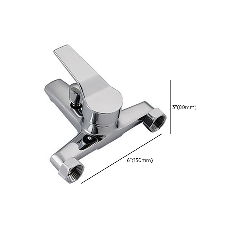 Modern Silver Tub Spout One Handle and Two Hole Brass Wall Mounted Faucet