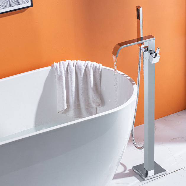 Floor Mounted Tub Spout 1 Handle Freestanding Bathtub Faucet with Handshower