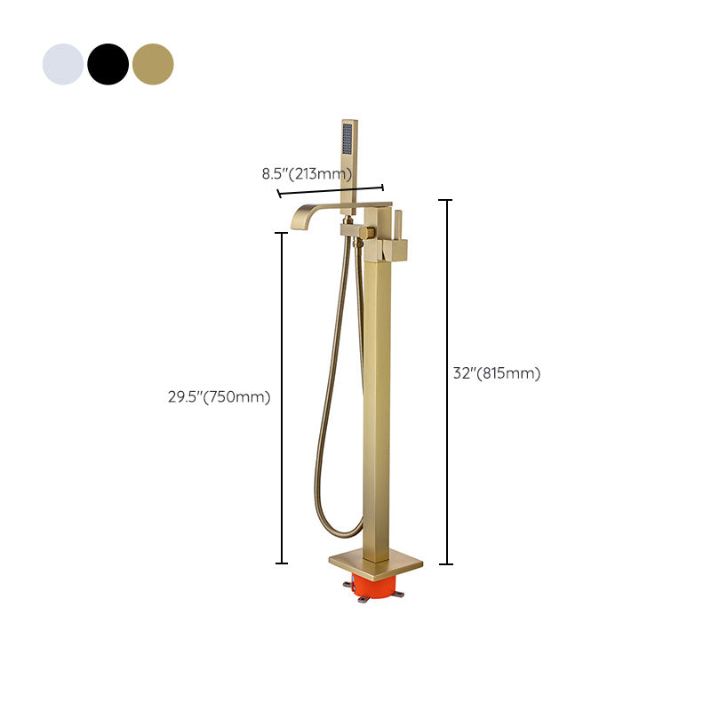 Floor Mounted Tub Spout 1 Handle Freestanding Bathtub Faucet with Handshower