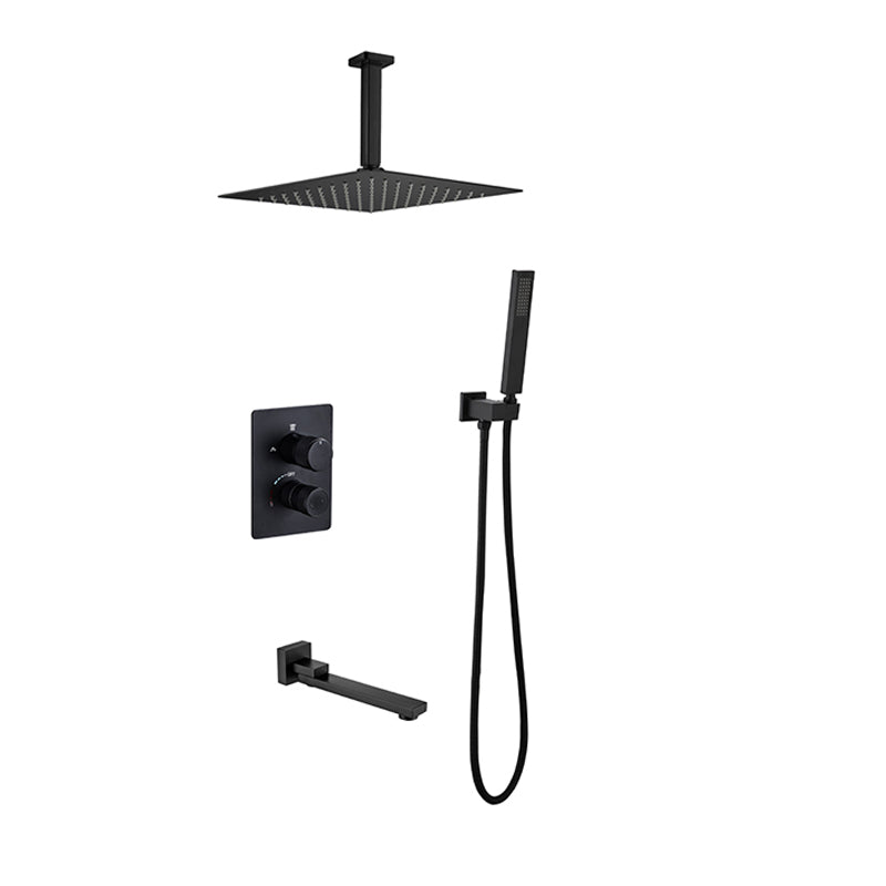 Modern Shower System Dual Shower Head Slide Bar Thermostatic Wall Mounted Shower Set