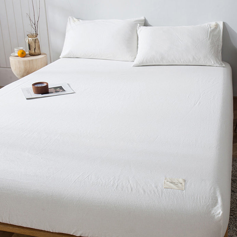 Fitted Sheet Cotton Solid Color Fade Resistant Non-Pilling Fitted Sheet