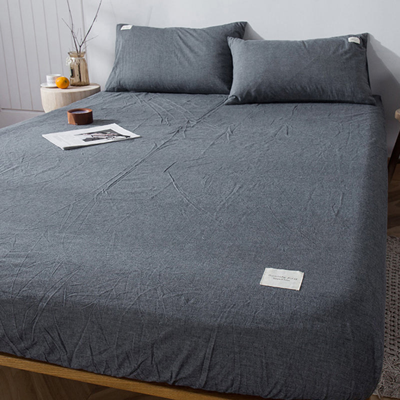 Fitted Sheet Cotton Solid Color Fade Resistant Non-Pilling Fitted Sheet