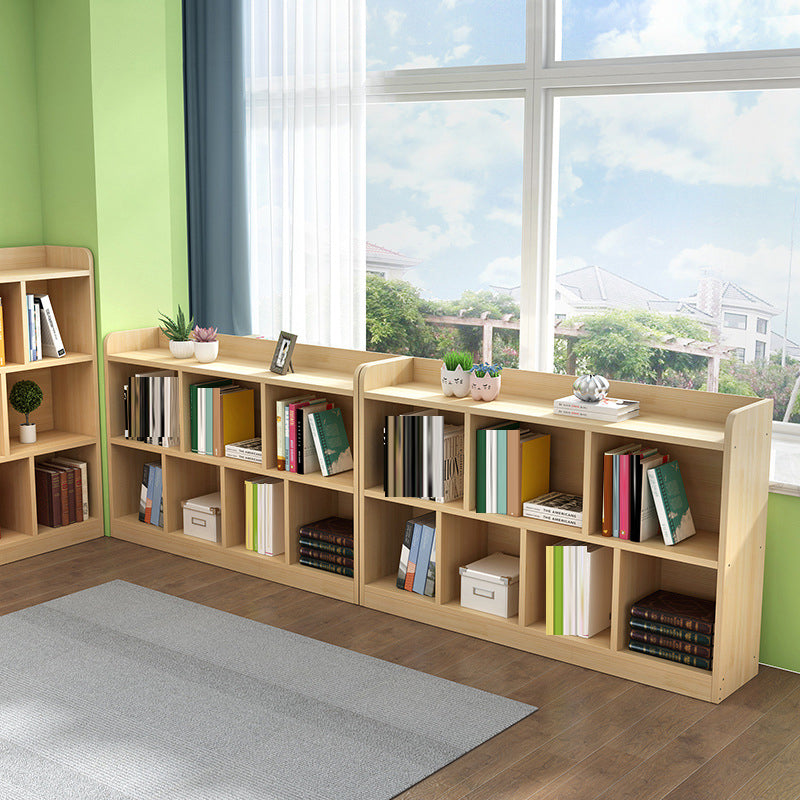 Contemporary Natural Wooden Book Shelf Closed Back Shelf Bookcase for Home