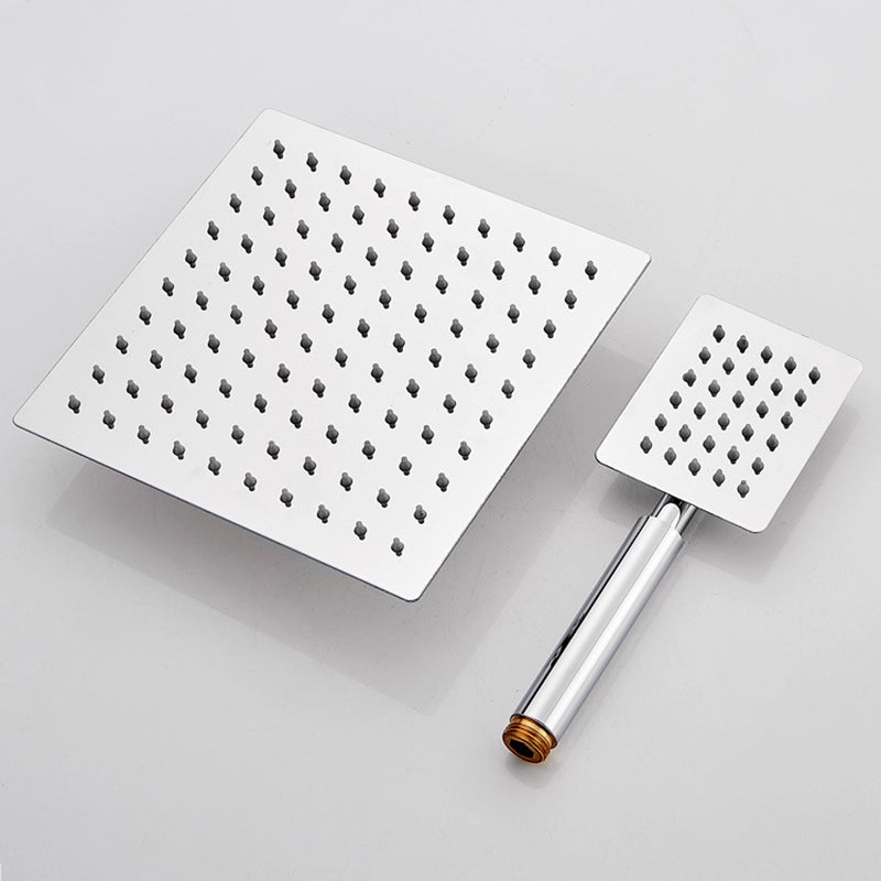 Silver Square Dual Shower Head Modern Water Filtration Wall-Mount Showerhead