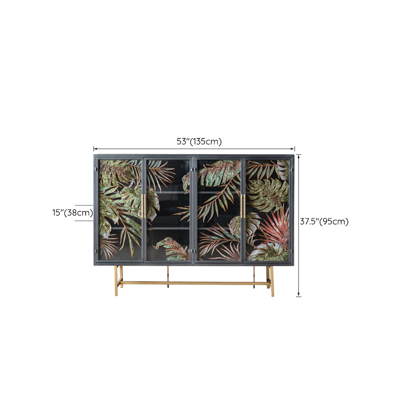 Contemporary Metal Display Stand Glass Doors Display Cabinet for Living Room