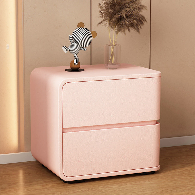 Contemporary Bed Nightstand Solid Wood Bedside Cabinet with 2 Drawers