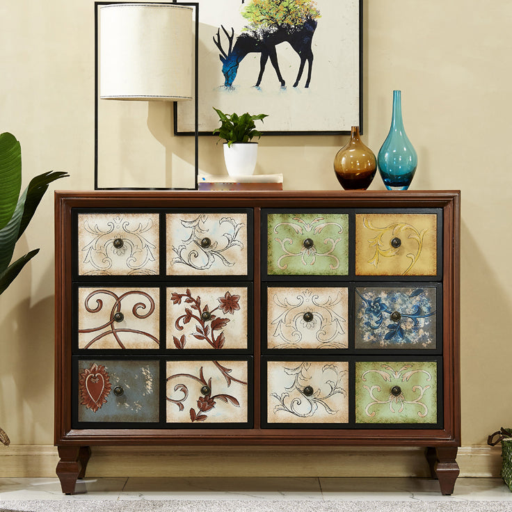 American Traditional Wooden Chest Home Storage Chest with Drawers