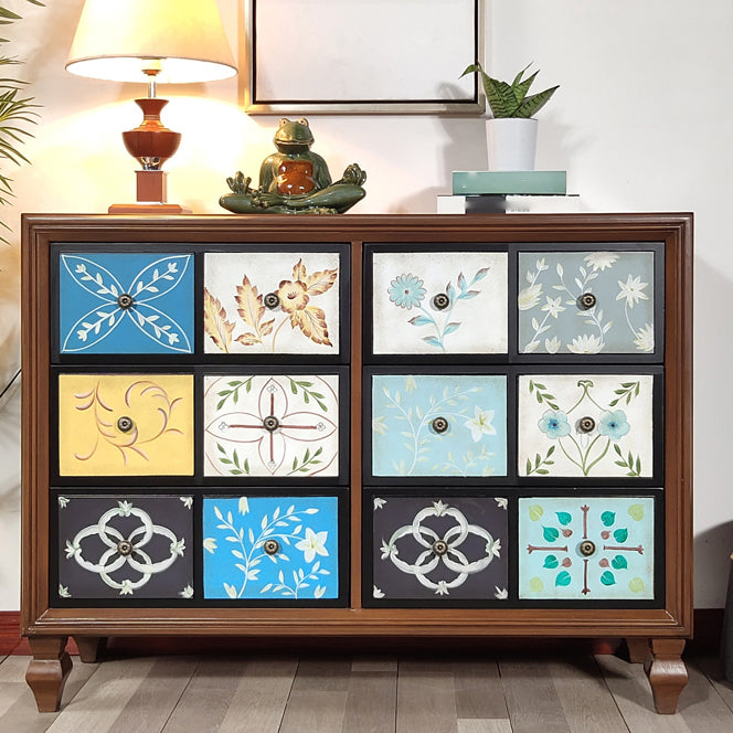 American Traditional Wooden Chest Home Storage Chest with Drawers